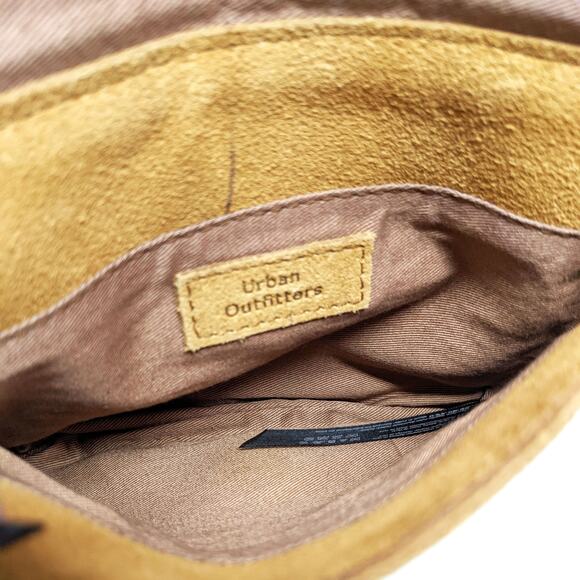 Urban Outfitters Mini Nubuck Leather Tan Crossbody Boho Whipstitch Western - Picture 10 of 11